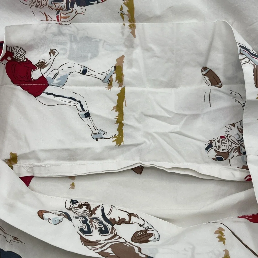 Pottery Barn Kids Football TWIN Sheet +‎ Pillowcase 100% Organic Cotton Football